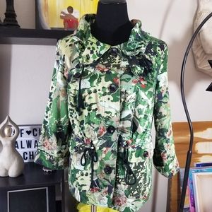 Elementz Floral Camo Drawstring Casual Blazer Jacket size M